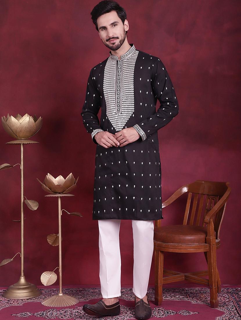 men mandarin neck kurta pyjama ethnic wear set - 20733097 - Standard Image - 4