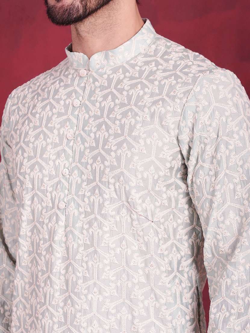 men mandarin neck kurta pyjama ethnic wear set - 20733102 -  Standard Image - 6