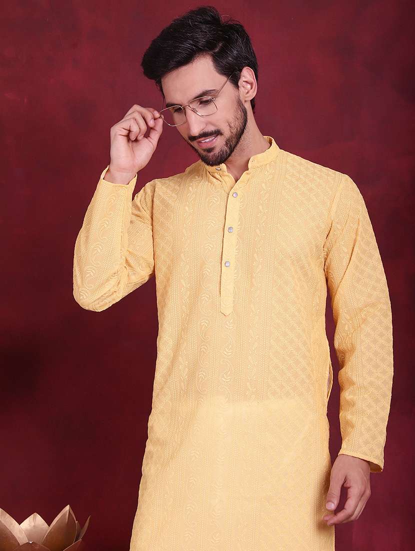 men mandarin neck kurta pyjama ethnic wear set - 20733106 -  Standard Image - 4