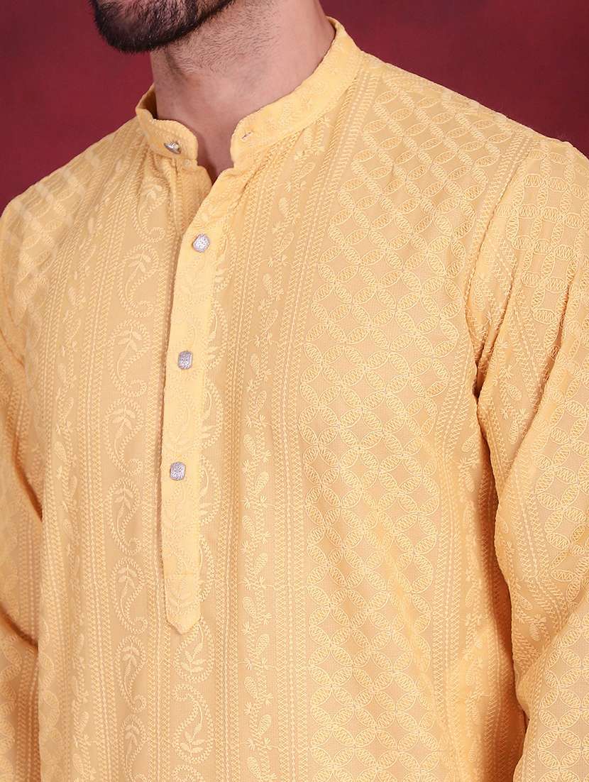 men mandarin neck kurta pyjama ethnic wear set - 20733106 -  Standard Image - 6