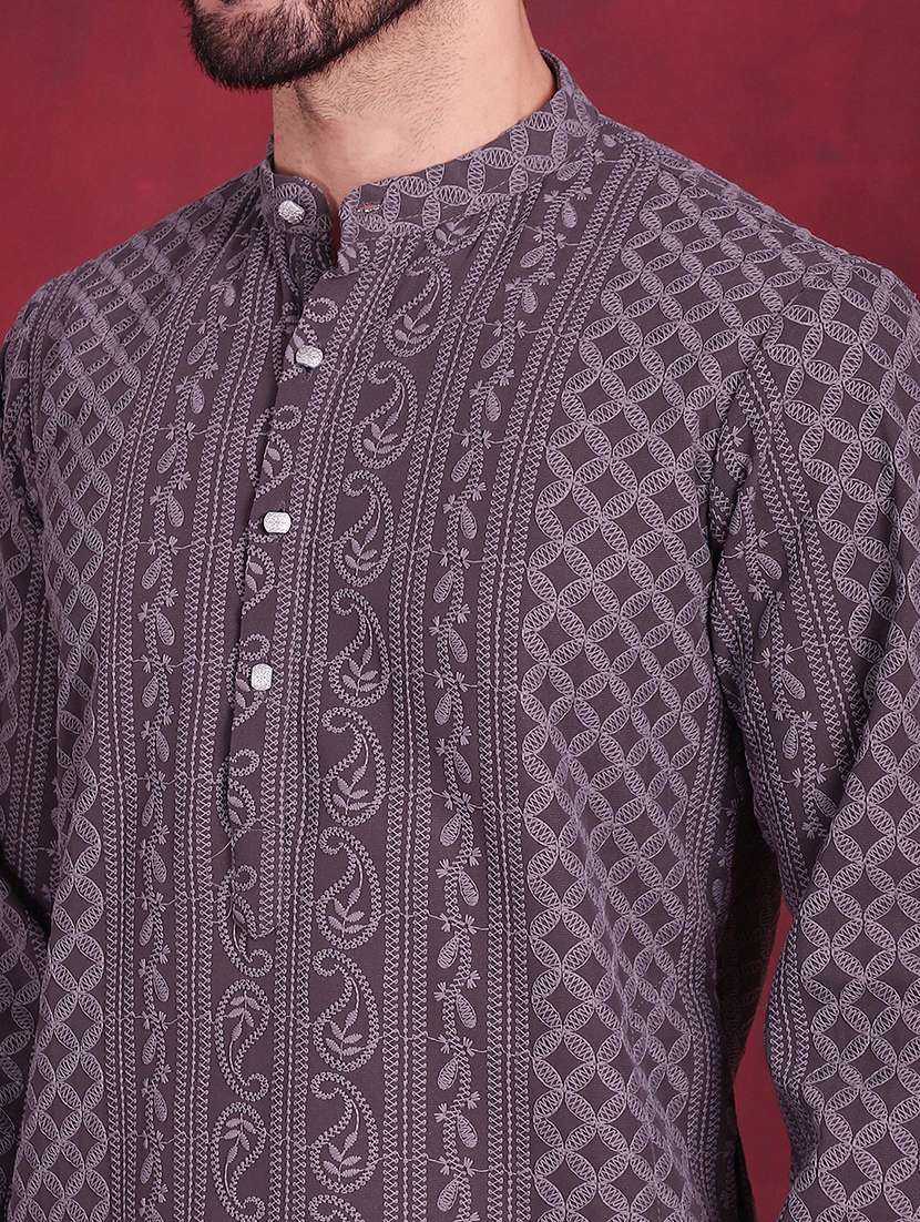 men mandarin neck kurta pyjama ethnic wear set - 20733107 -  Standard Image - 6