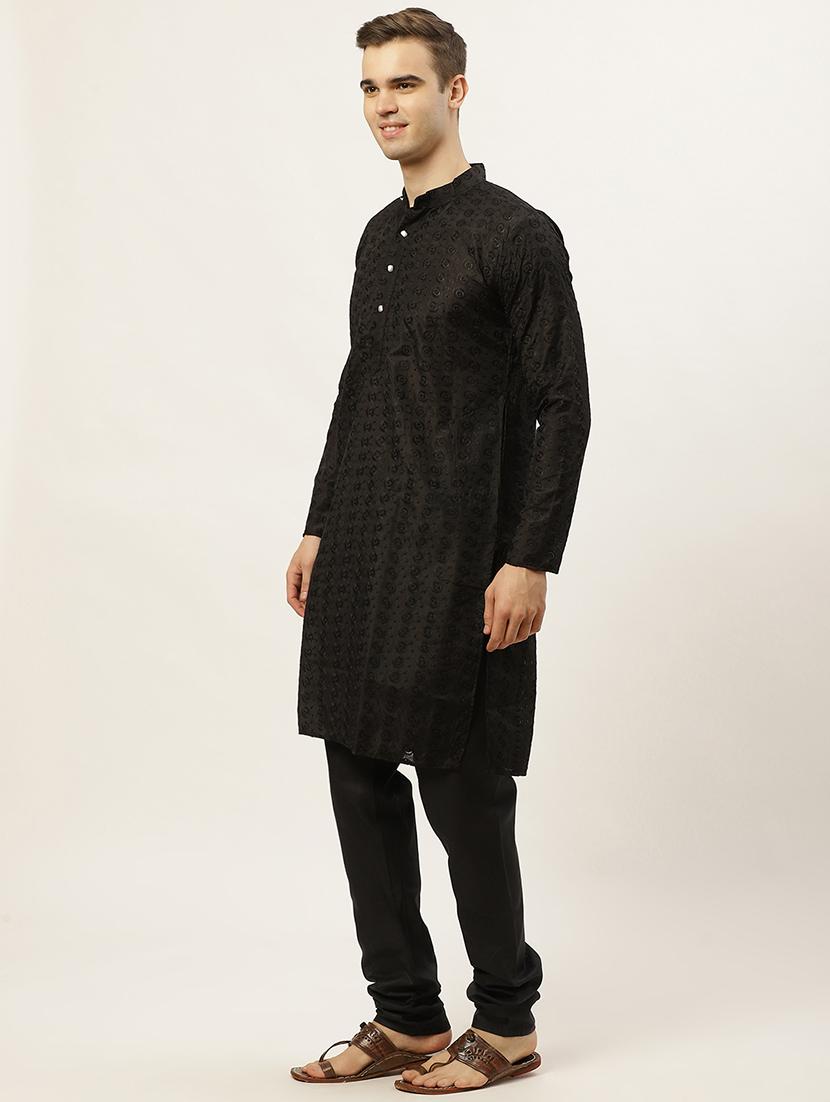 men mandarin neck kurta pyjama ethnic wear set - 20733114 - Standard Image - 1