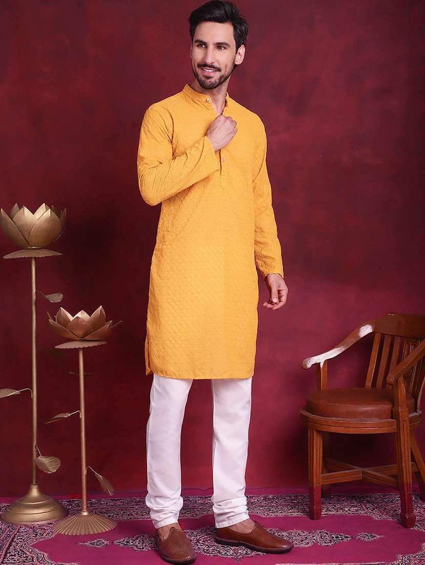men mandarin neck kurta pyjama ethnic wear set - 20733116 -  Standard Image - 1