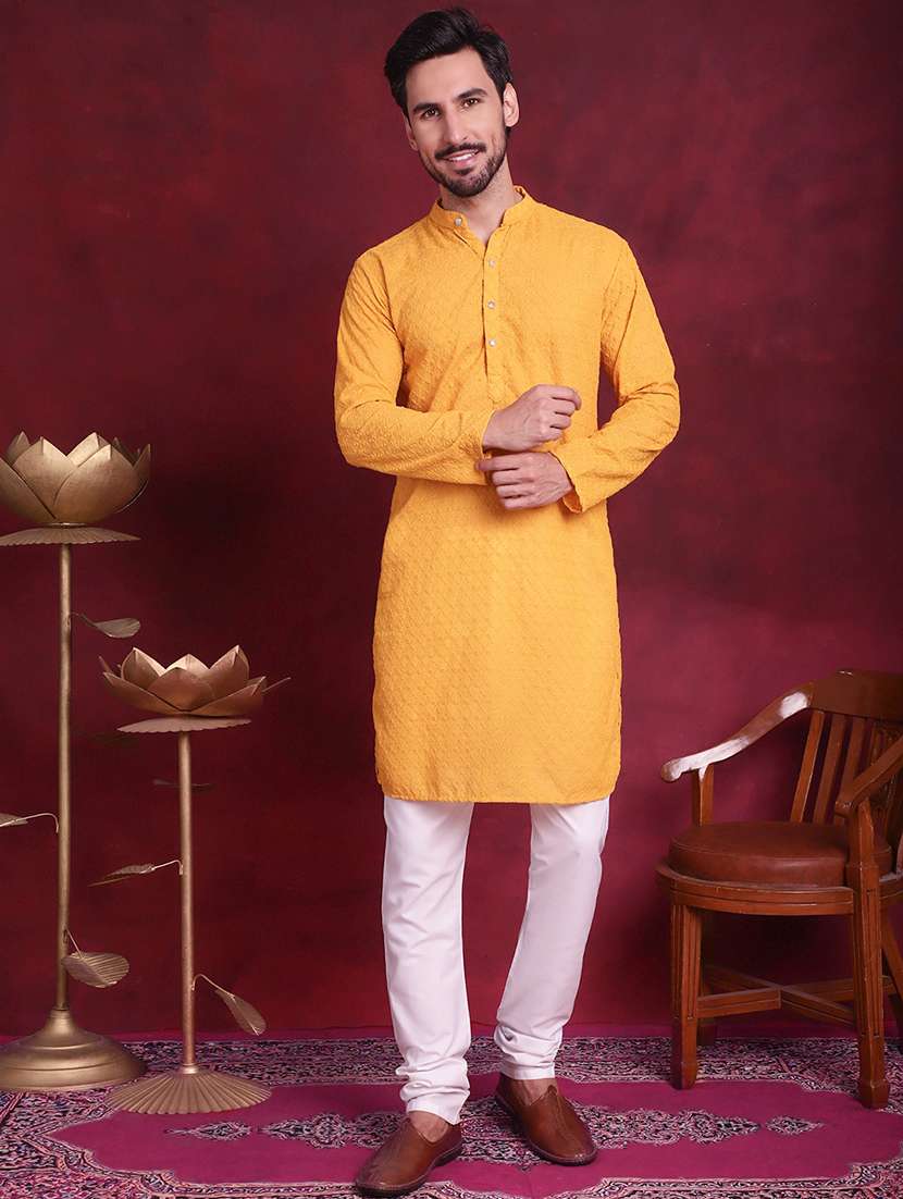 men mandarin neck kurta pyjama ethnic wear set - 20733116 -  Standard Image - 4