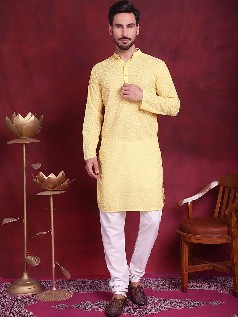 men mandarin neck kurta pyjama ethnic wear set - 20733122 -  Standard Image - 1