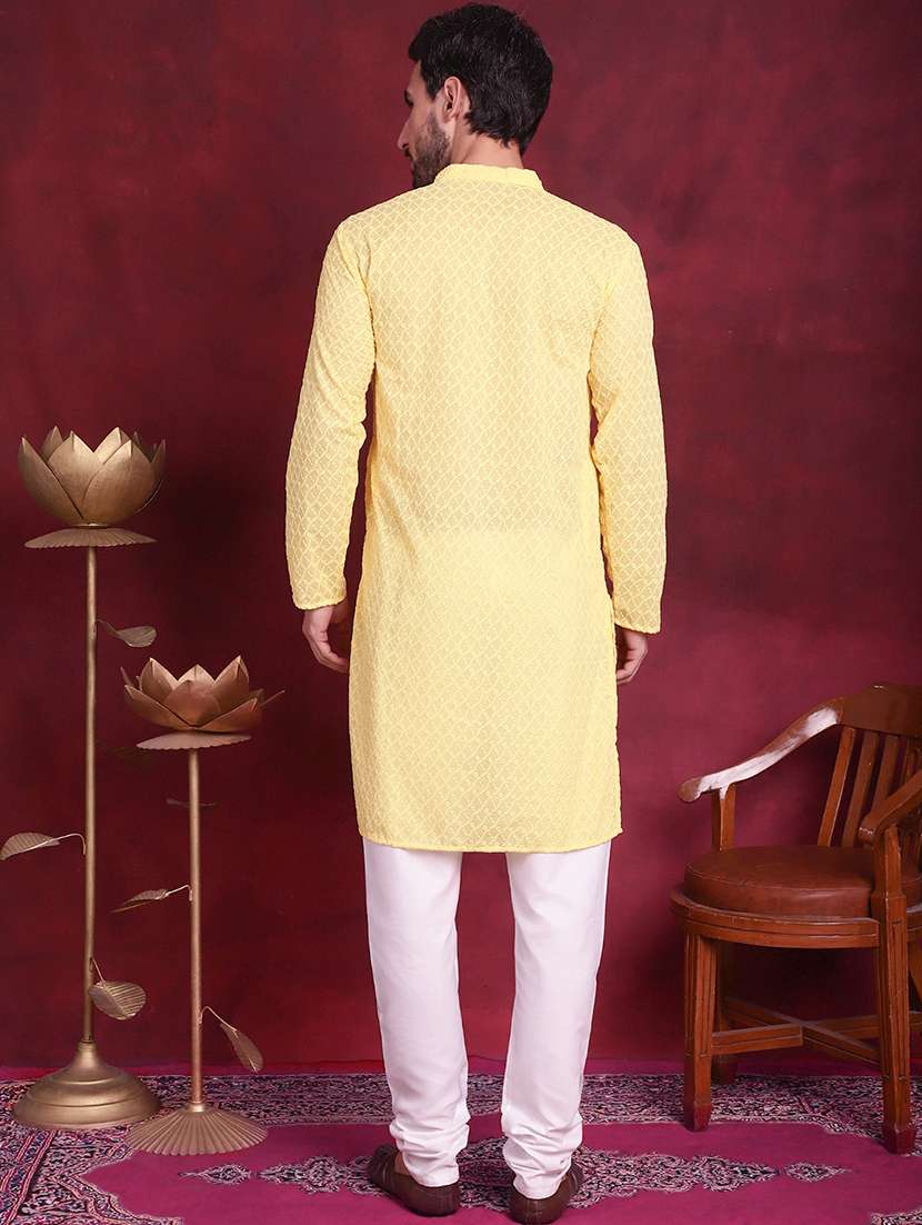 men mandarin neck kurta pyjama ethnic wear set - 20733122 -  Standard Image - 4
