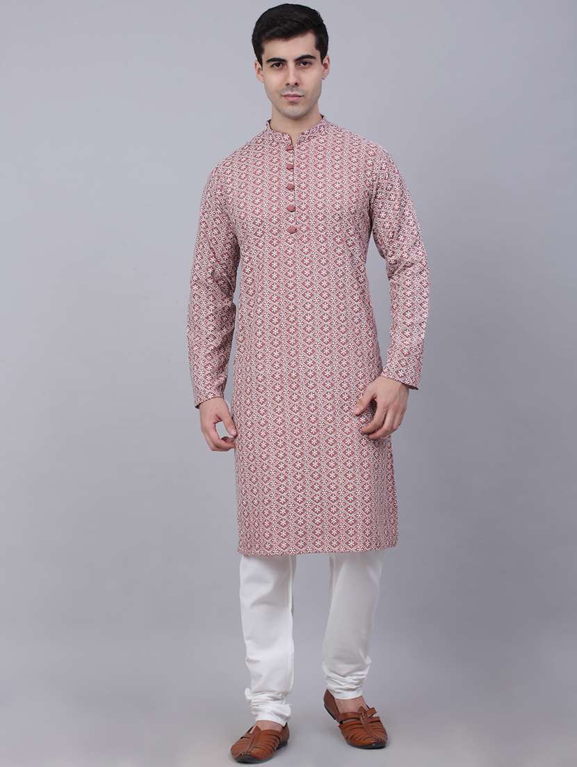 men mandarin neck kurta churidar ethnic wear set - 20733123 -  Standard Image - 1