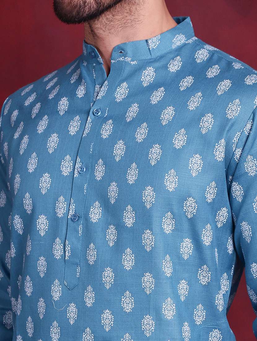 men mandarin neck kurta churidar ethnic wear set - 20733134 -  Standard Image - 6