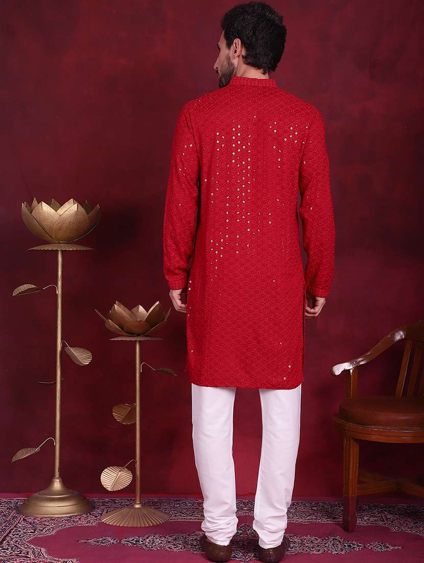 men mandarin neck kurta churidar ethnic wear set - 20733140 -  Standard Image - 4