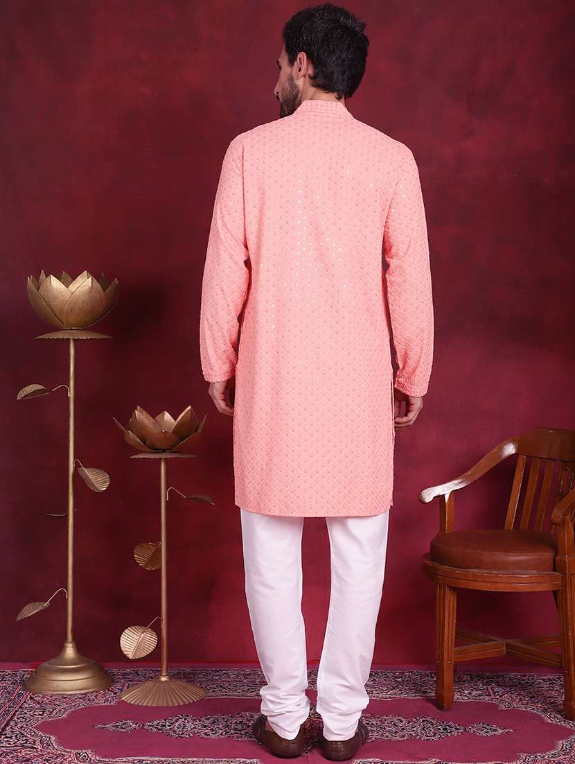 men mandarin neck kurta churidar ethnic wear set - 20733142 -  Standard Image - 4