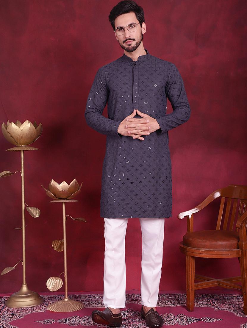 men mandarin neck kurta churidar ethnic wear set - 20733146 - Standard Image - 4
