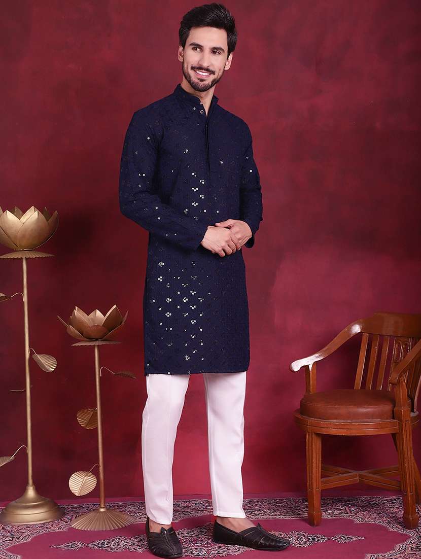 men mandarin neck kurta pyjama ethnic wear set - 20733147 -  Standard Image - 1