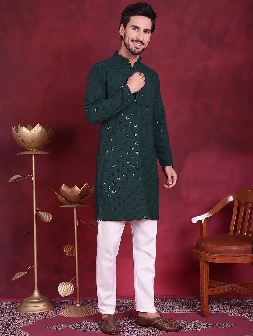 men mandarin neck kurta pyjama ethnic wear set - 20733148 -  Standard Image - 1