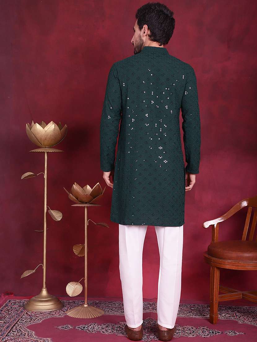 men mandarin neck kurta pyjama ethnic wear set - 20733148 -  Standard Image - 4