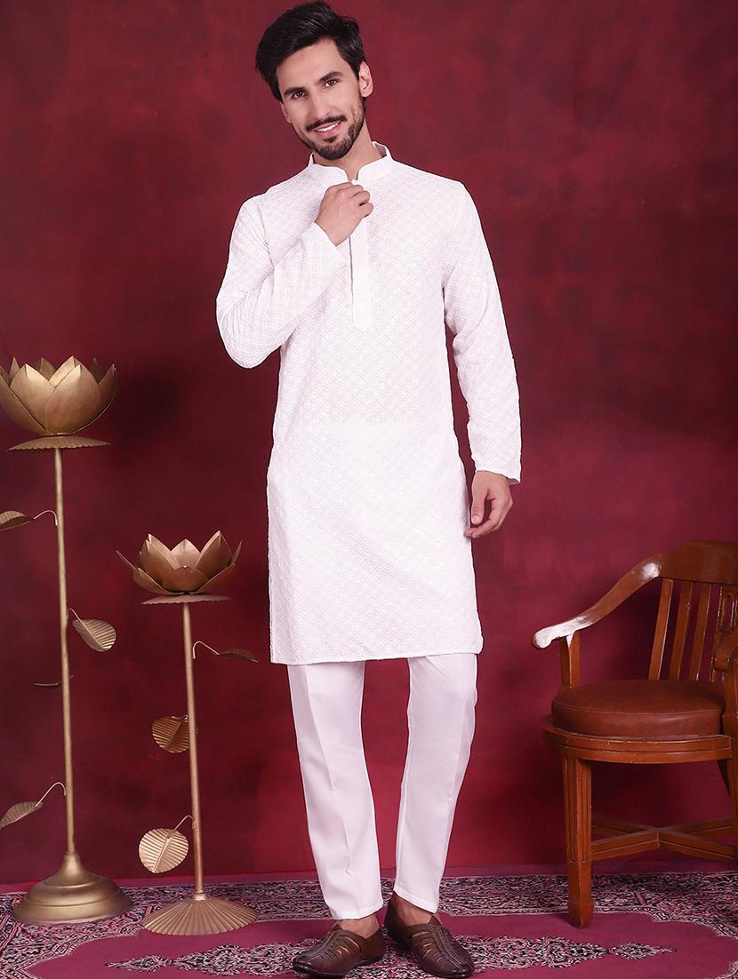 men mandarin neck kurta pyjama ethnic wear set - 20733149 - Standard Image - 1