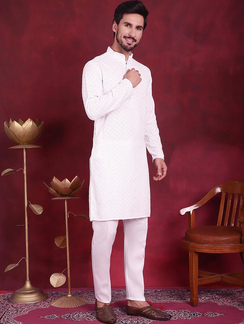 men mandarin neck kurta pyjama ethnic wear set - 20733149 - Standard Image - 4