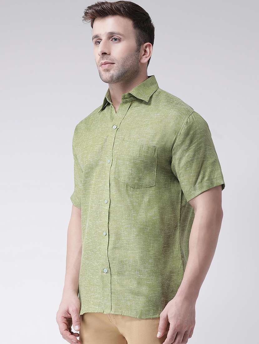 olive solid casual shirt - 20733214 -  Standard Image - 1