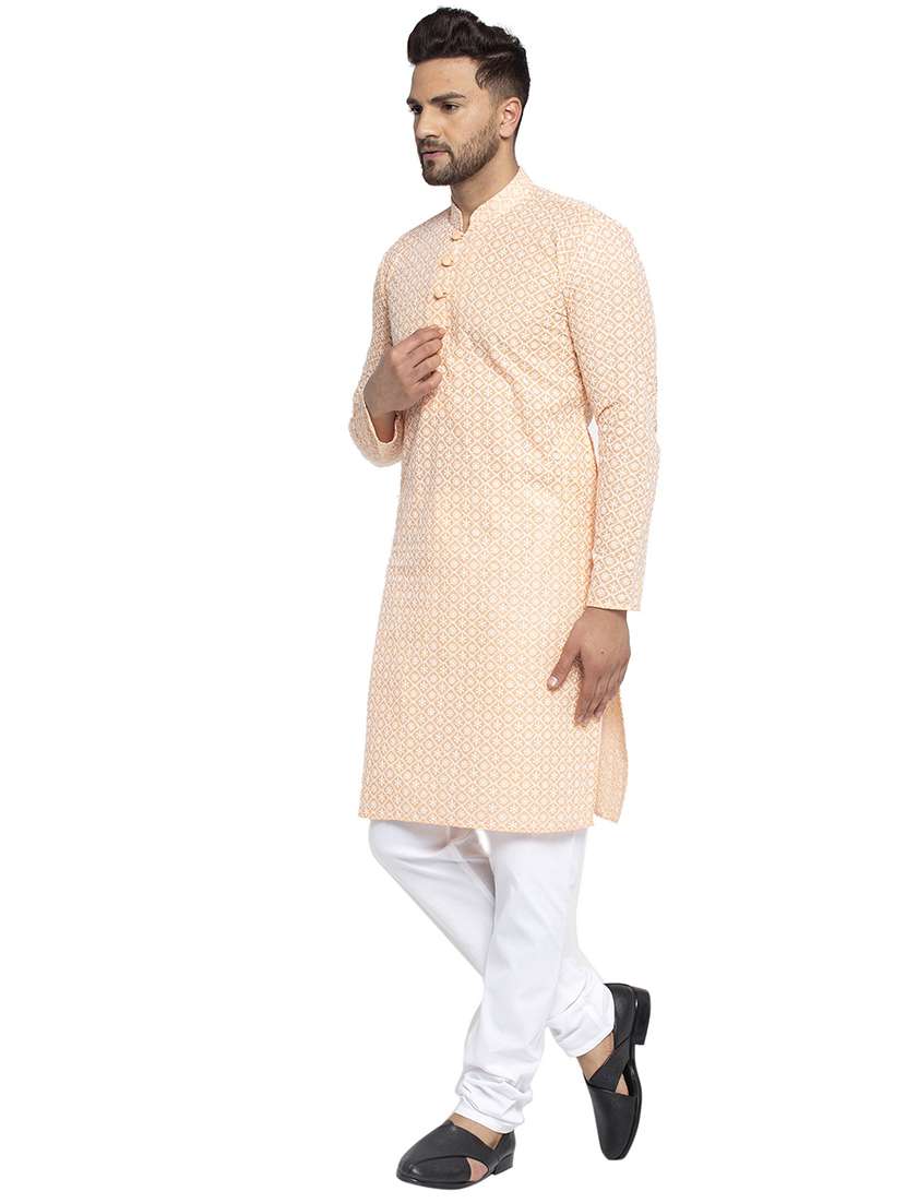 men embroidered mandarin neck long kurta - 20733232 -  Standard Image - 1