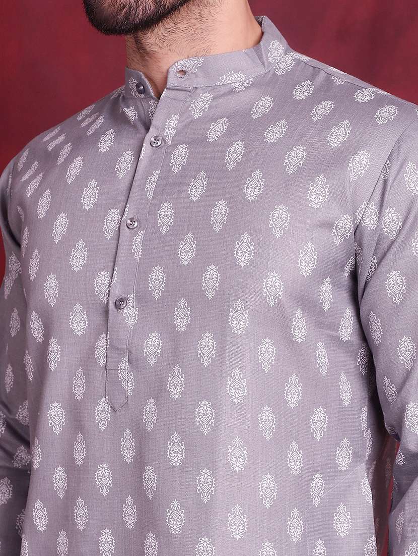 men printed mandarin neck long kurta - 20733235 -  Standard Image - 6