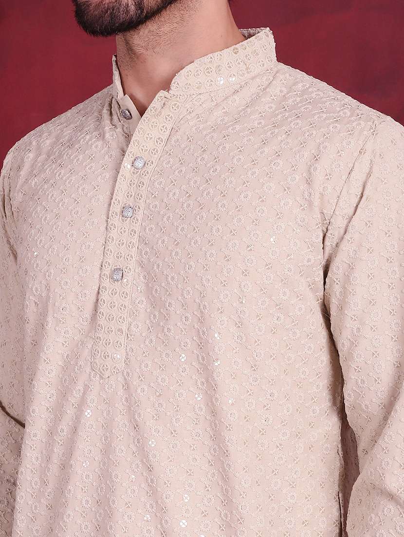 men embroidered mandarin neck long kurta - 20733241 -  Standard Image - 6