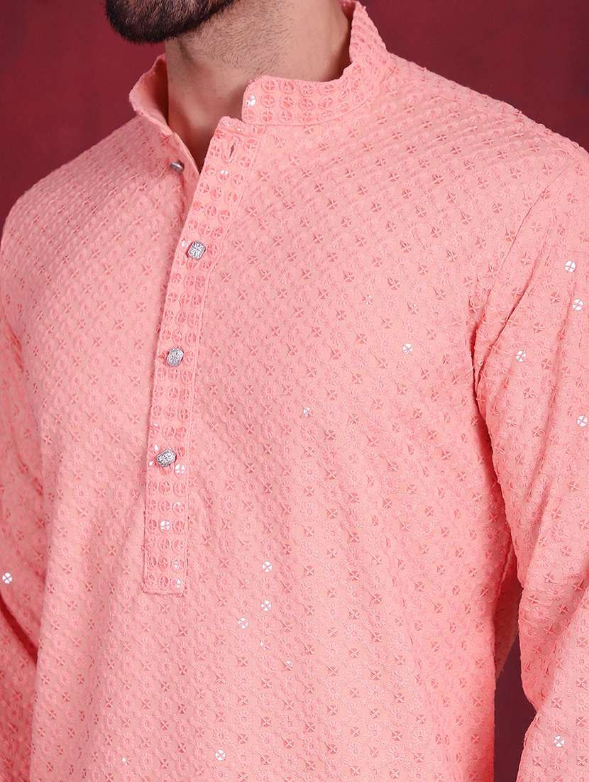 men embroidered mandarin neck long kurta - 20733247 -  Standard Image - 6