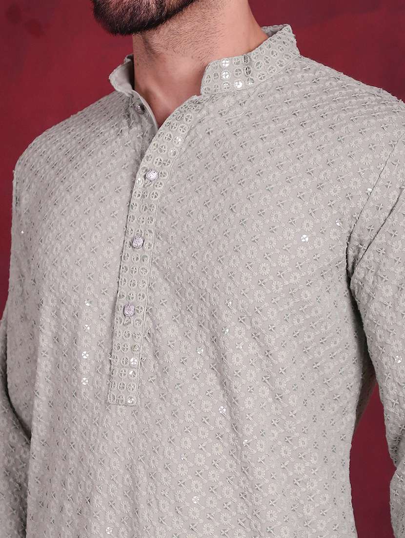 men embroidered mandarin neck long kurta - 20733249 -  Standard Image - 6