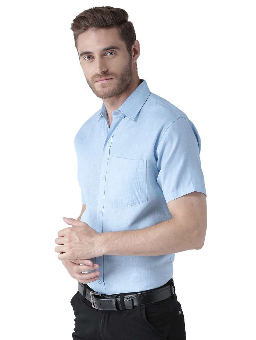 light blue cotton blend formal shirt - 20735710 - Standard Image - 1