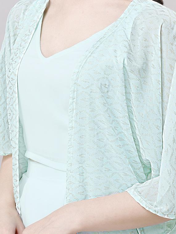 women light blue v neck fusion set - 20740548 - Standard Image - 4