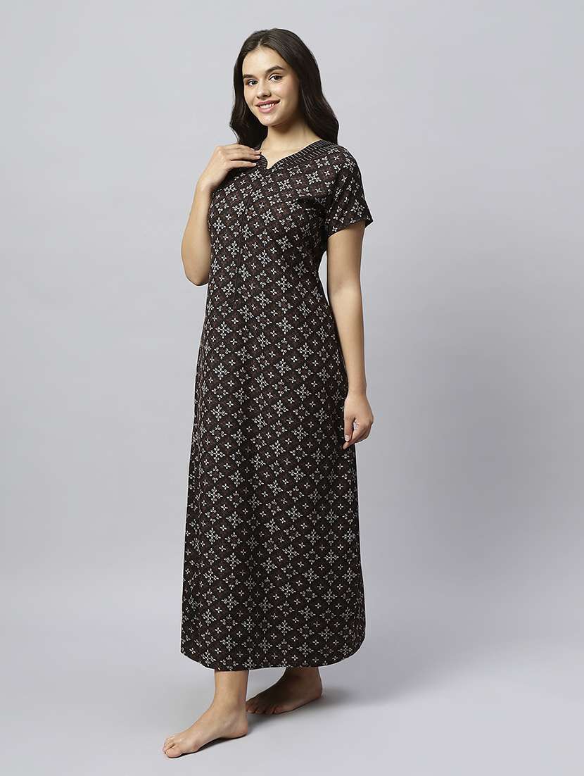 women printed short sleeve nighty - 20742764 -  Standard Image - 4