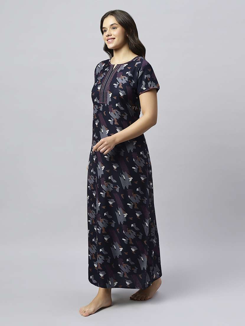 women printed short sleeve nighty - 20742773 -  Standard Image - 1
