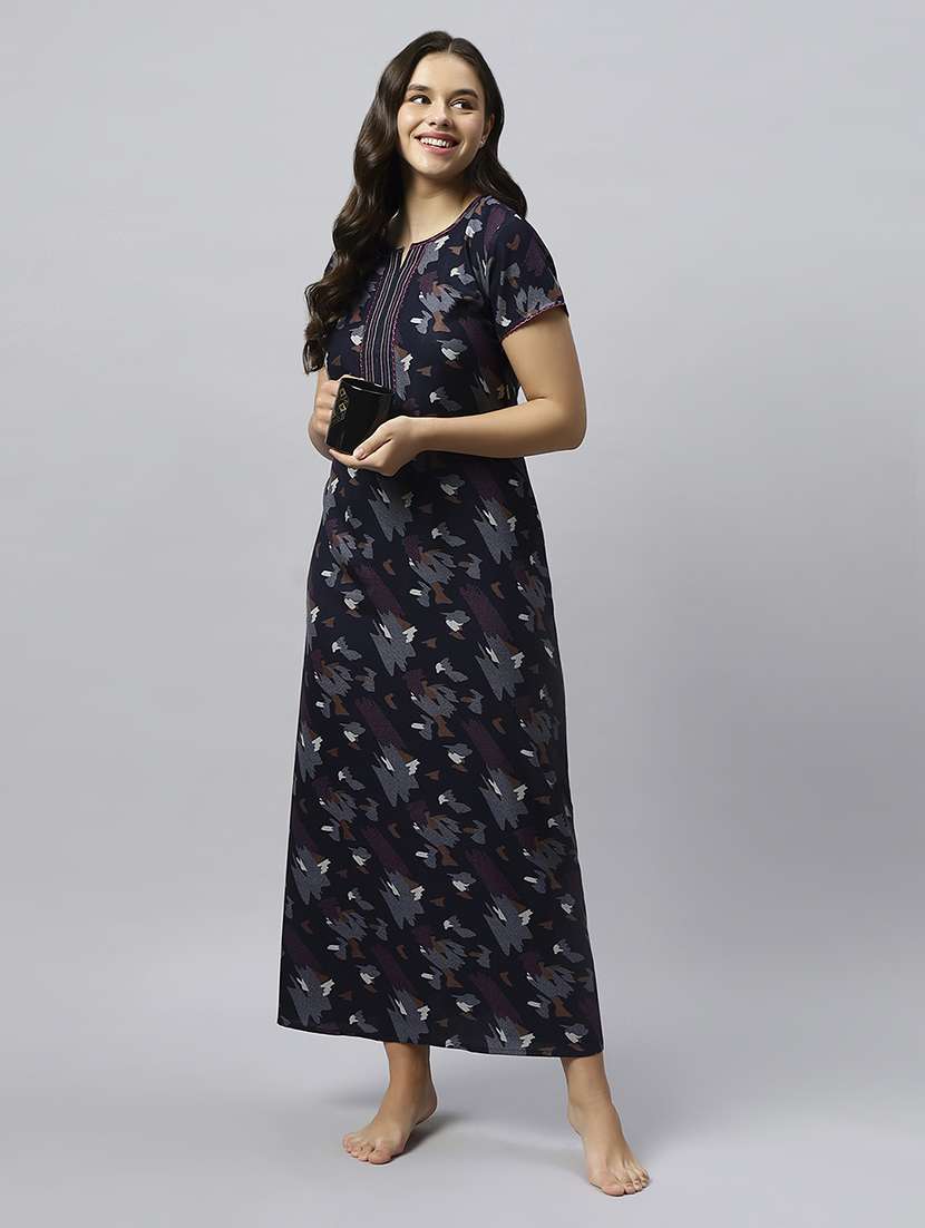 women printed short sleeve nighty - 20742773 -  Standard Image - 4