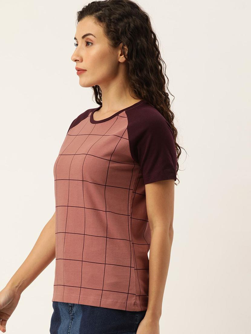 round neck checkered t-shirt - 20745286 - Standard Image - 1