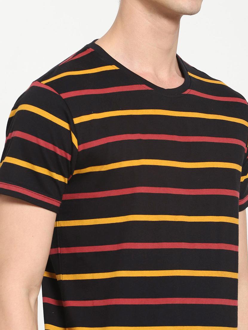 men multicolored stripes round neck regular t-shirt - 20746630 - Standard Image - 4