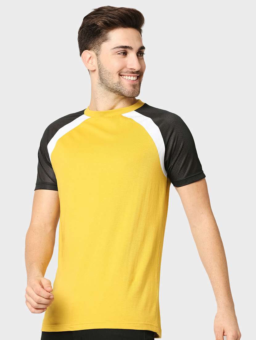 yellow cotton volor block t-shirt - 20749304 - Standard Image - 1