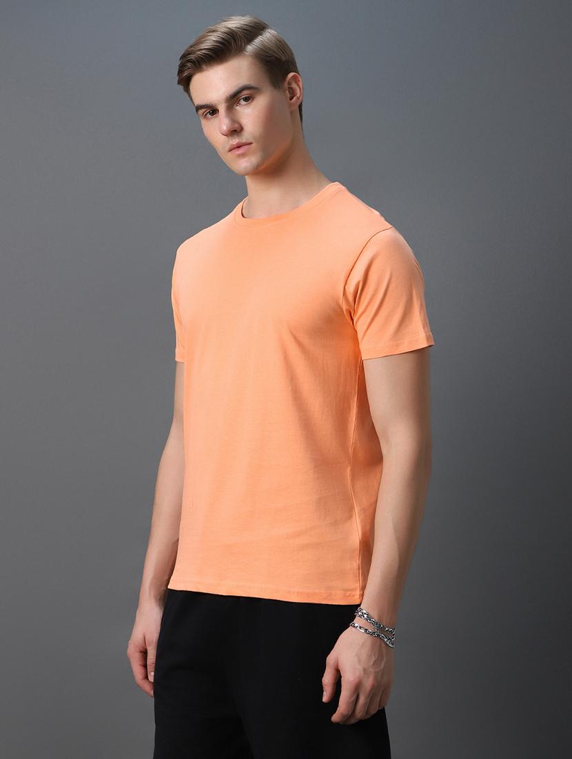 orange cotton blend plain t-shirt - 20749903 - Standard Image - 1