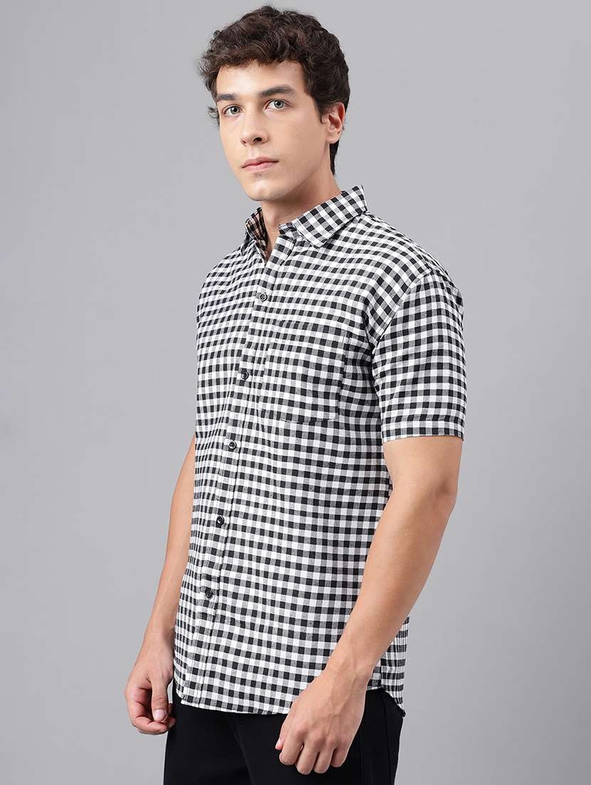 men checkered short sleeve casual shirt - 20754277 - Standard Image - 1