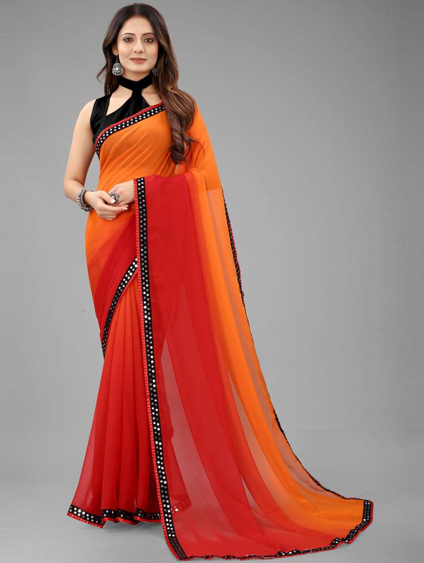 women ombre bodered saree with blouse