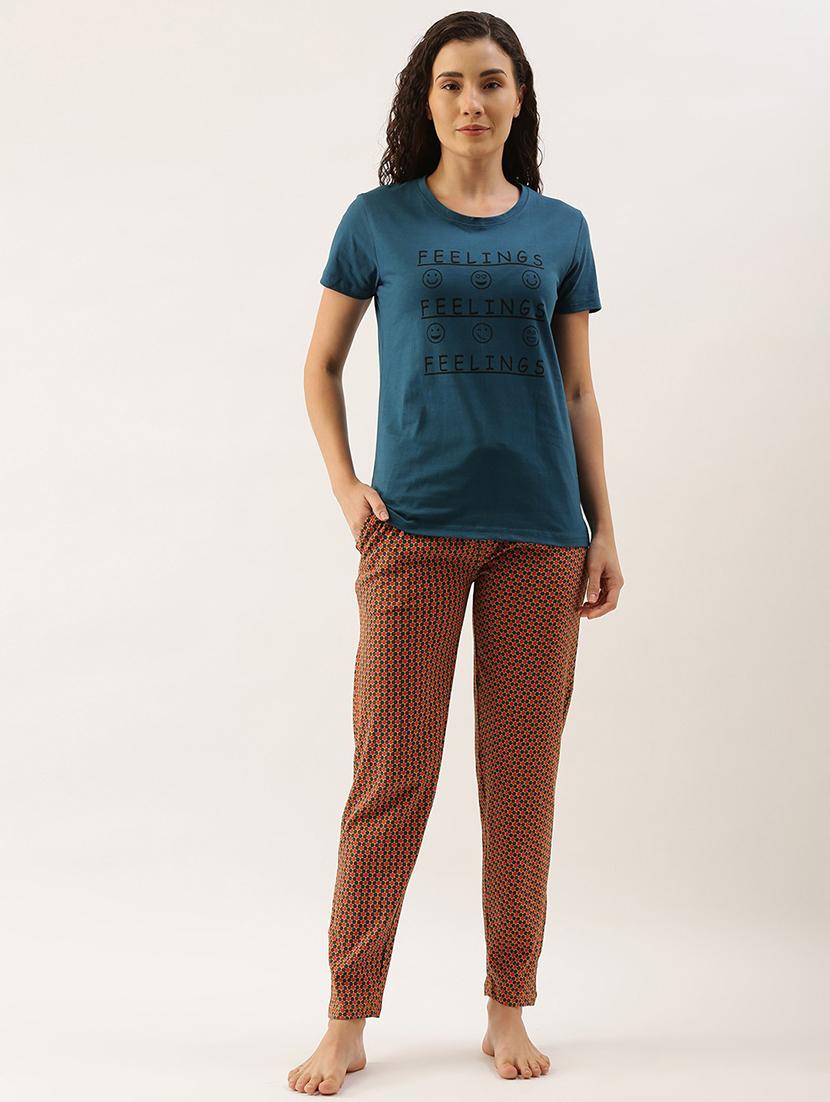 women printed pyjama nightwear set - 20754495 - Standard Image - 1