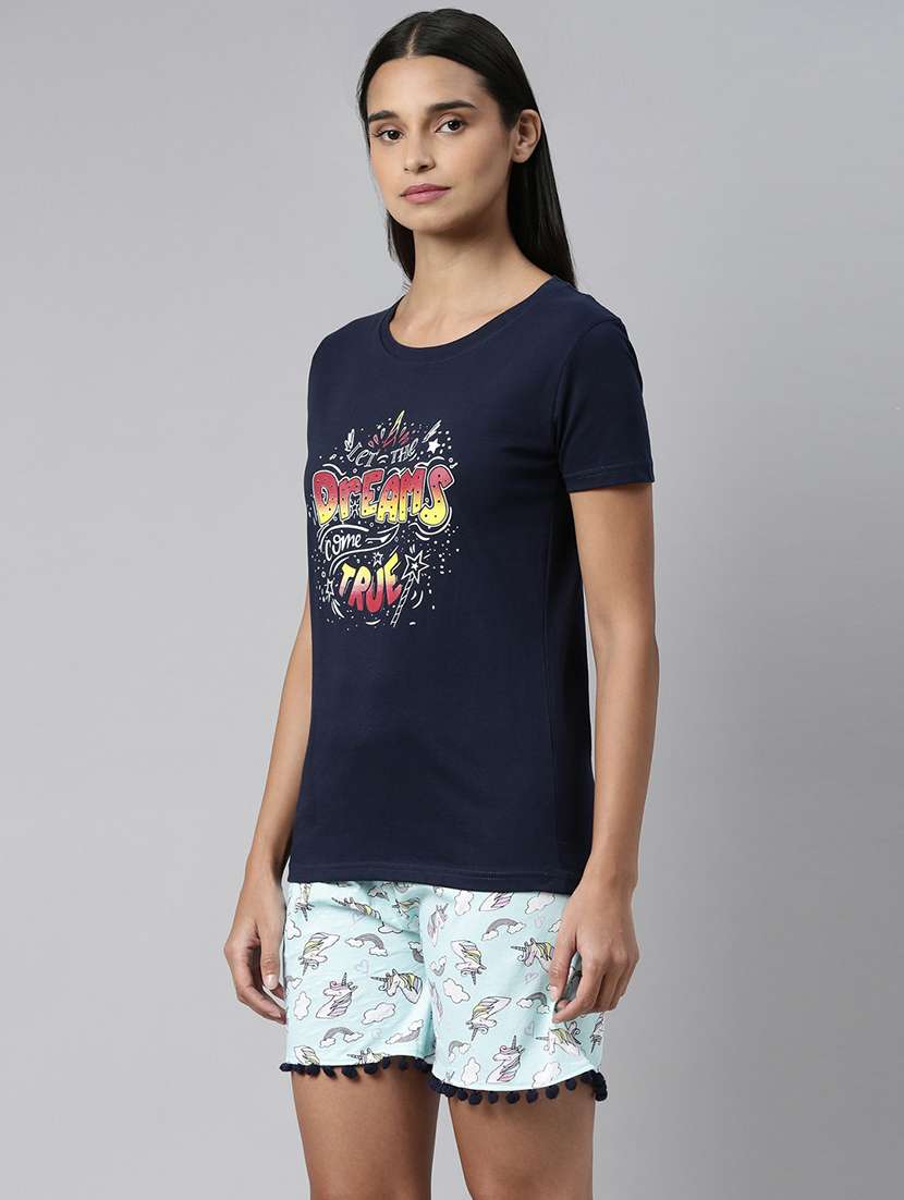 women printed shorts nightwear set - 20754520 - Standard Image - 1