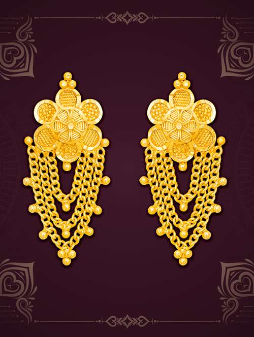 gold plated metal drop earring - 20754608 -  Standard Image - 0