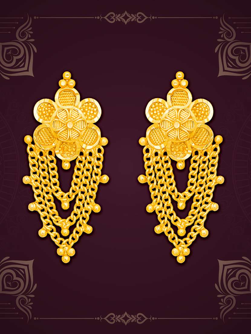 gold plated metal drop earring - 20754608 -  Zoom Image - 0
