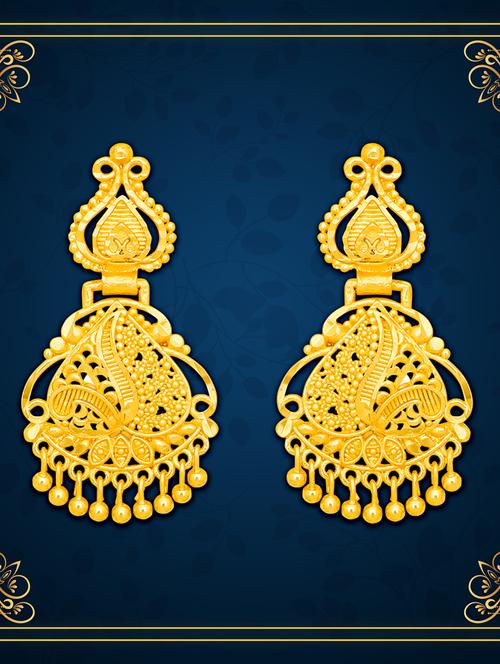 gold plated metal drop earring - 20754610 - Standard Image - 0