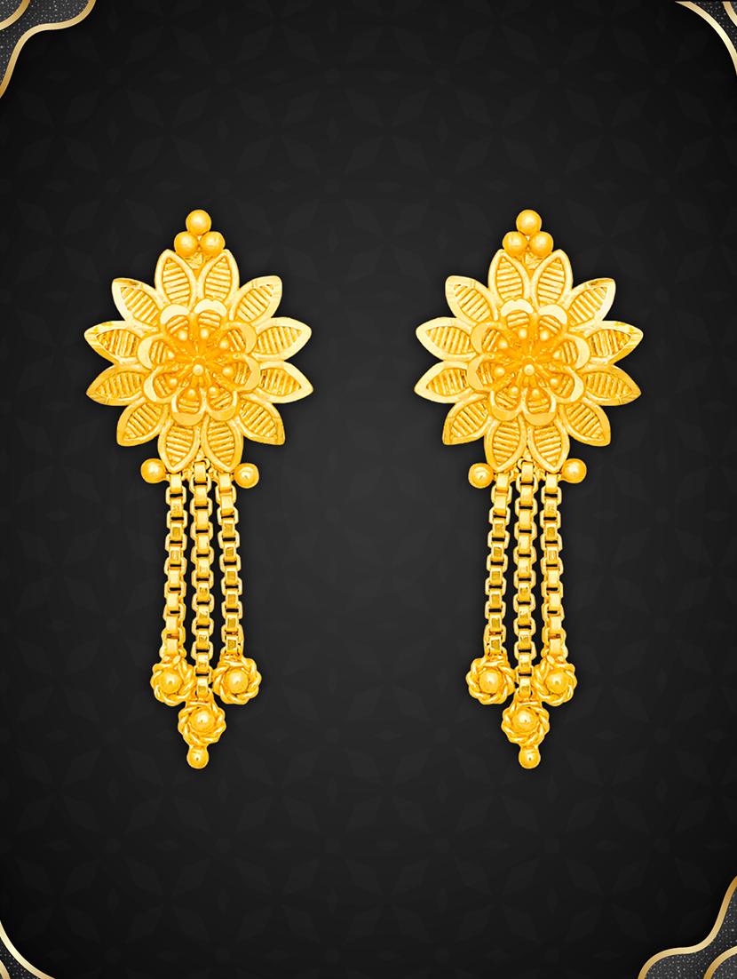 gold plated metal drop earring - 20754615 - Zoom Image - 0