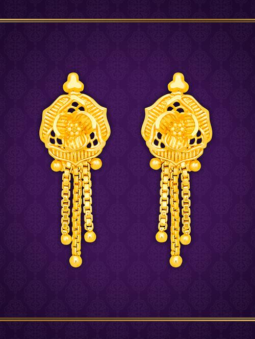 gold plated metal drop earring - 20754616 - Standard Image - 0