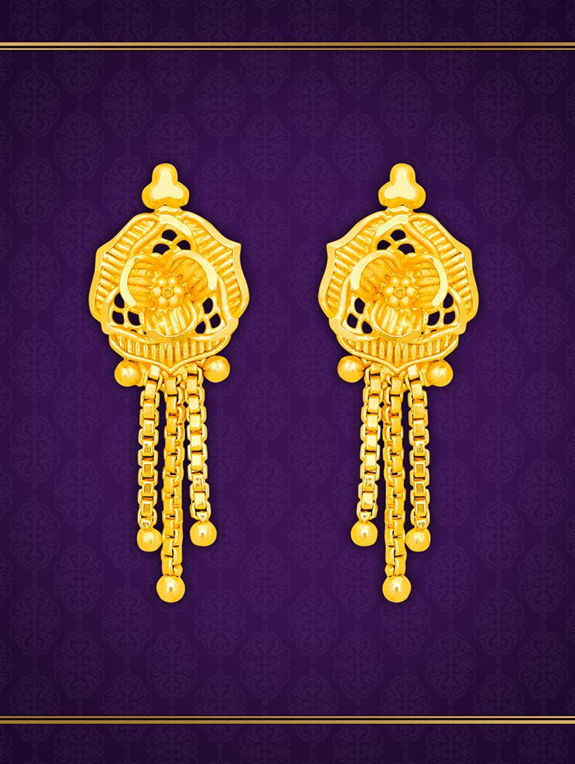 gold plated metal drop earring - 20754616 - Zoom Image - 0