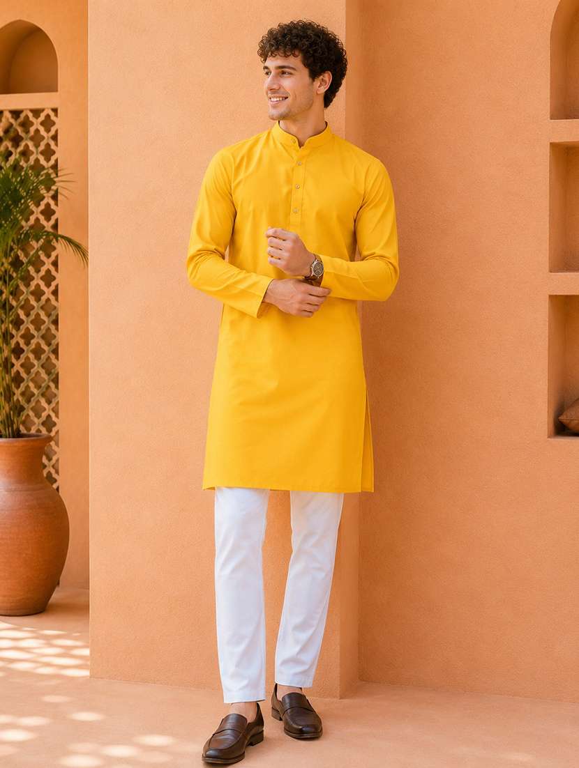 men pack of 2 solid mandarin neck kurta - 20754768 -  Standard Image - 1