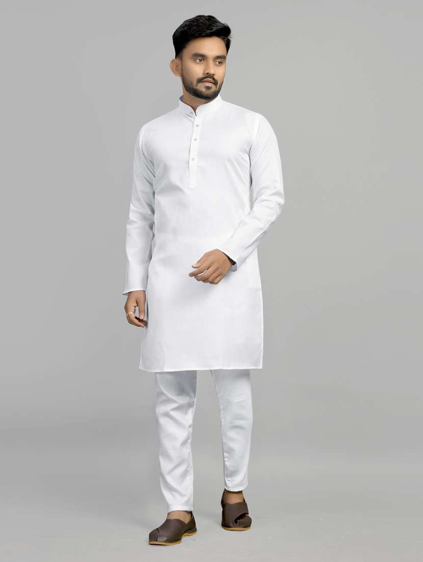men pack of 2 solid mandarin neck kurta - 20754772 -  Standard Image - 1