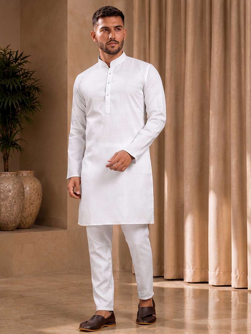 men pack of 2 solid mandarin neck kurta - 20754776 -  Standard Image - 1
