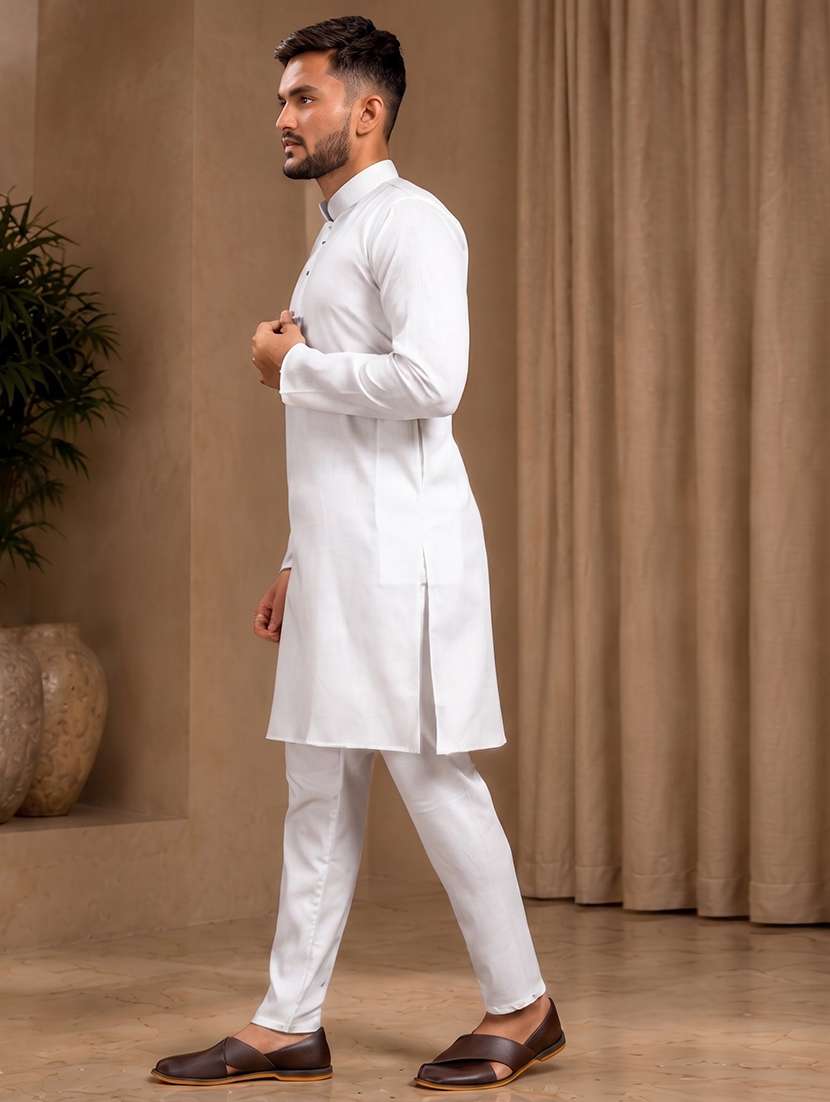 men pack of 2 solid mandarin neck kurta - 20754776 -  Standard Image - 4