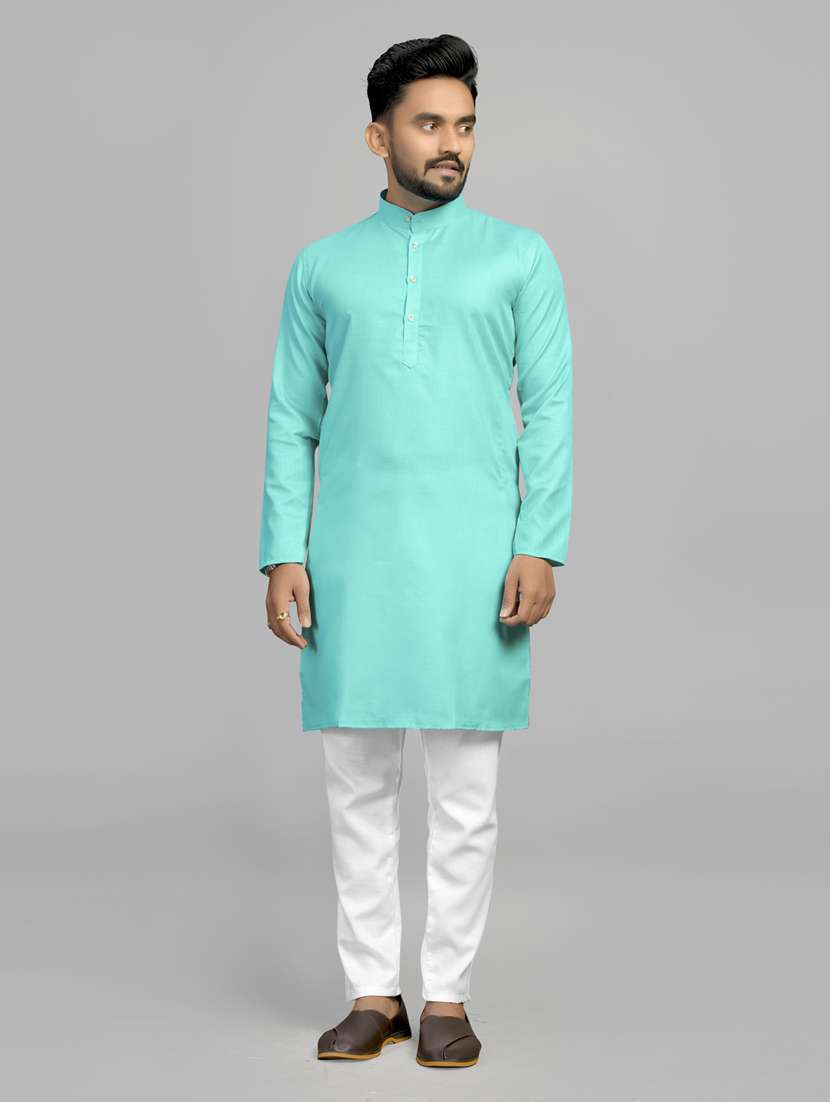 men pack of 2 solid mandarin neck kurta - 20754785 -  Standard Image - 1